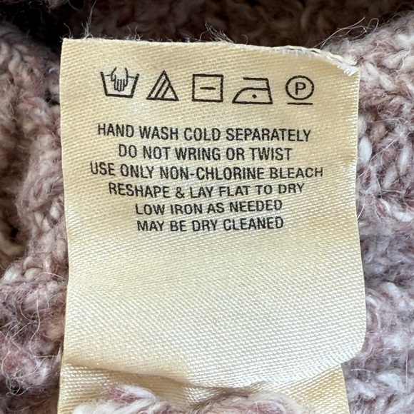 Anthro Sleeping On Snow Mauve Pink Cotton Alpaca Off Shoulder Sweater - Size M - Picture 13 of 16